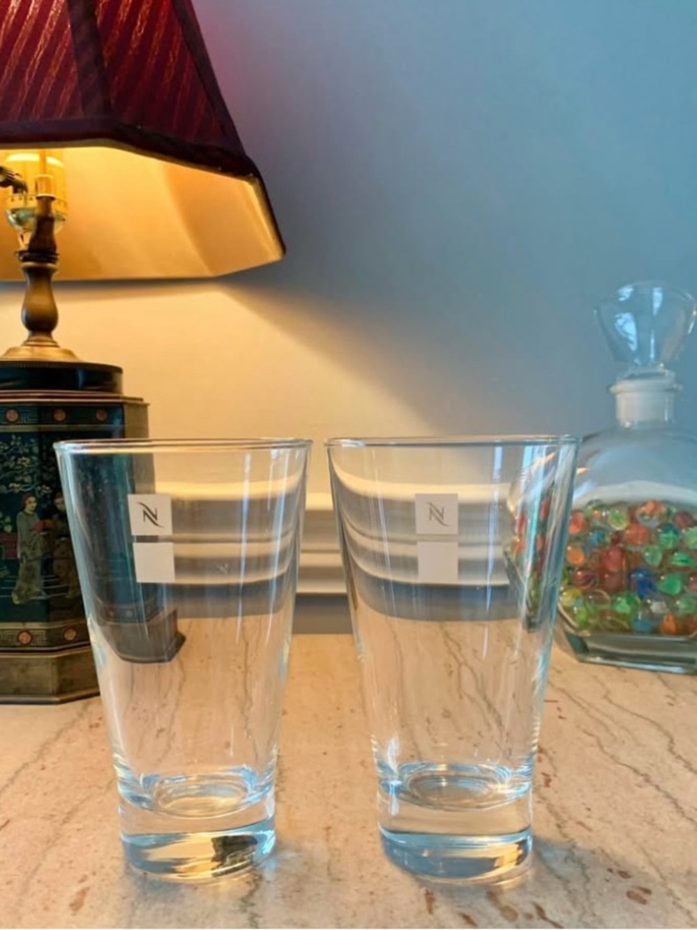 Nespresso Clear Glass Tumblers with Subtle Logo - Set of 2